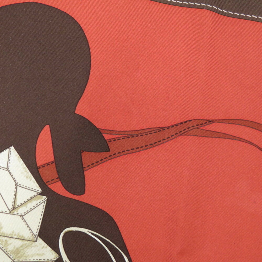 HERMES Authentic Brown Silk Scarf - Picture 5 of 7